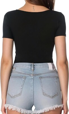 MANGOPOP Women's Scoop Neck Short Sleeve Bodysuit - Stretchy Basic Shirt With Snap Closure, Red, Size XX-Large - View #11