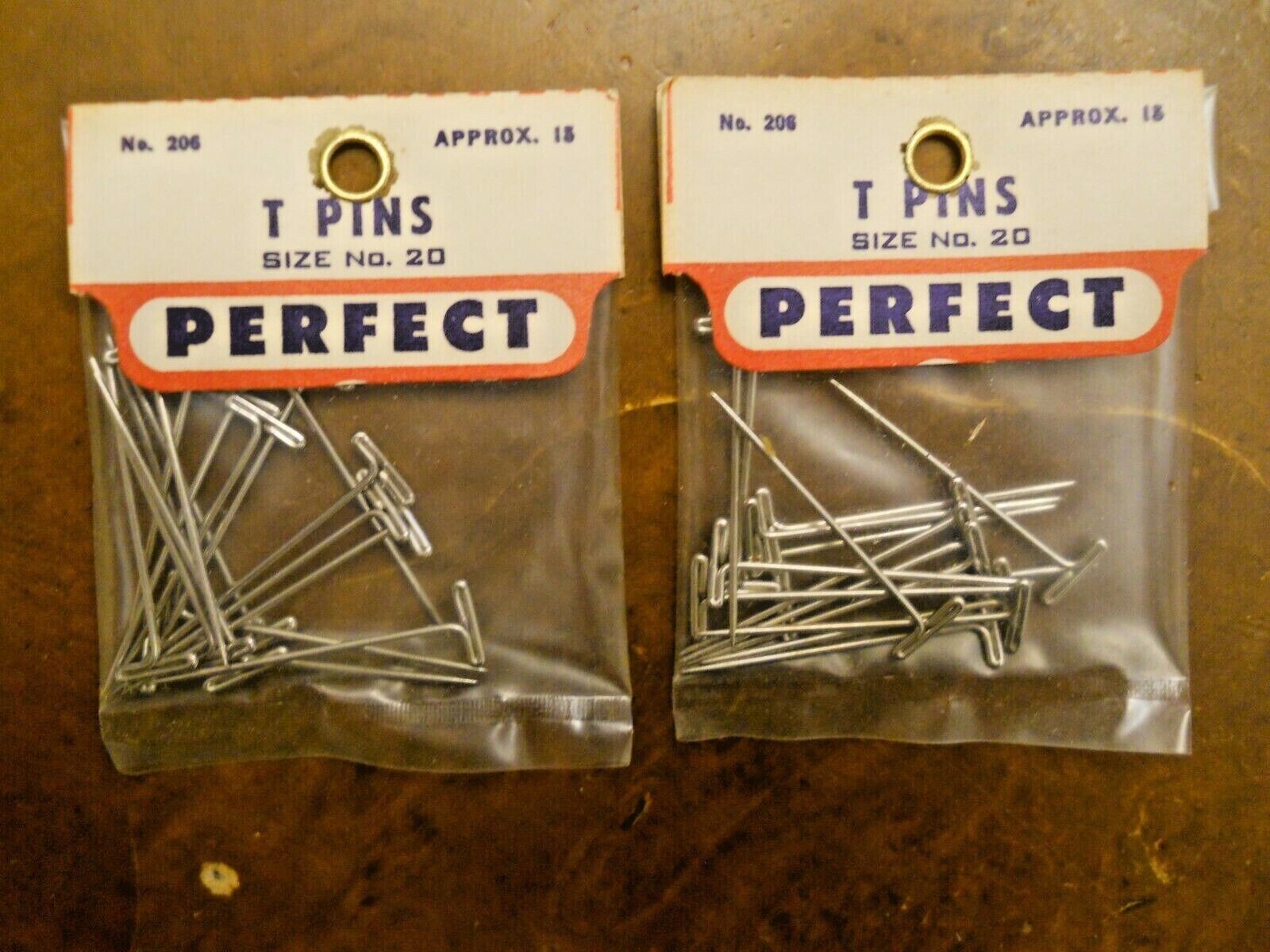 PERFECT #206 T-PINS SIZE 20, 2 PACKAGES (NEW IN SEALED PACKAGE)