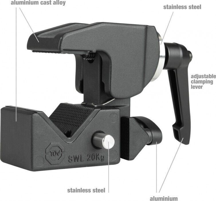 Thumbnail - Adam Hall Accessories Super Clamp Universal Haken Mit Knauf Schwarz