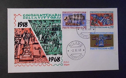 ITALIA ITALY, Repubblica 1968 VITTORIA 3 Valori su  busta FDC