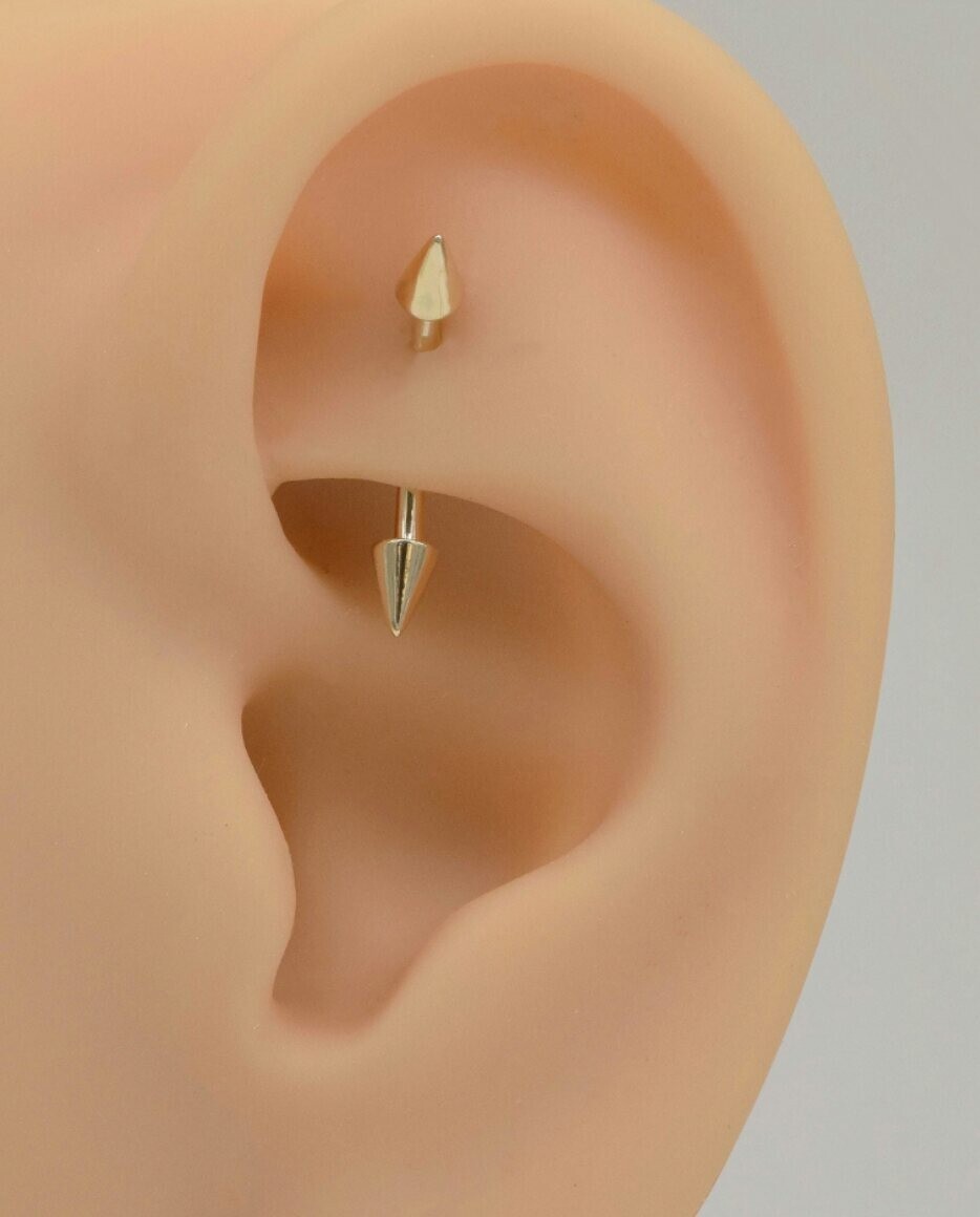 Rook Ears Pierced Cost 14K Solid Gold Spike Cone Rook Piercings