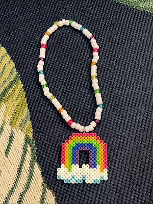 Rainbow Glitter Beads   - Rave Ready Kandi Necklace | Perler Beads | EDM PLUR
