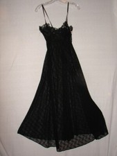 Vintage Old Stock NWT Glydons Black SHEER Lace Nightgown size S Gown Lingerie