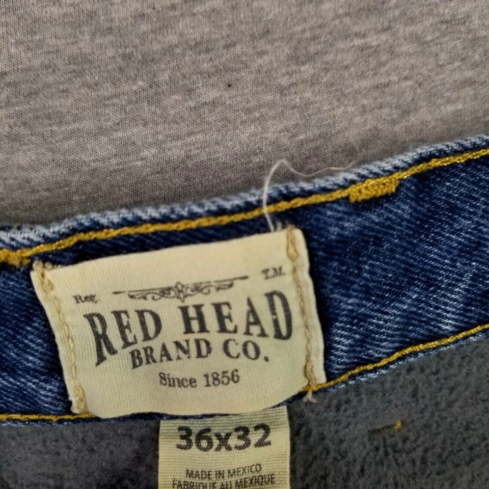 Рыжие флисовые джинсы с подкладкой 36x24 укороченные тяжелые толстые теплый деним - Изображение 3 из 4