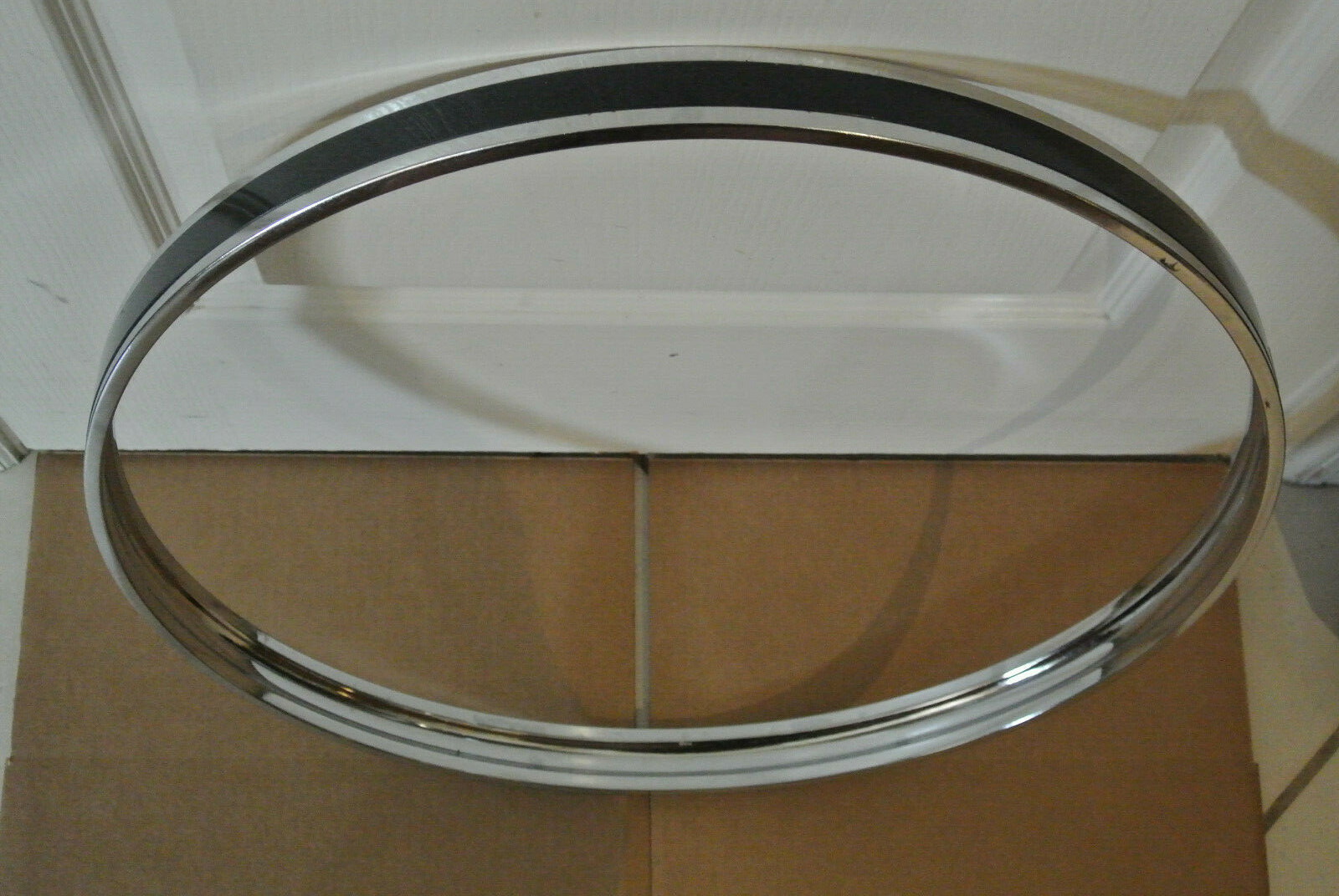 70s GRETSCH 20" CHROME BASS DRUM HOOP with BLACK NITRON INLAY for YOUR