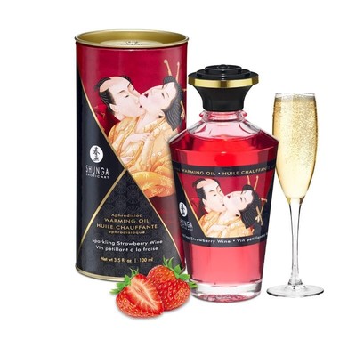 Aphrodisiac  Warming Oil Sparkling Strawberry Wine   Intimate Kisses  Massage Öl