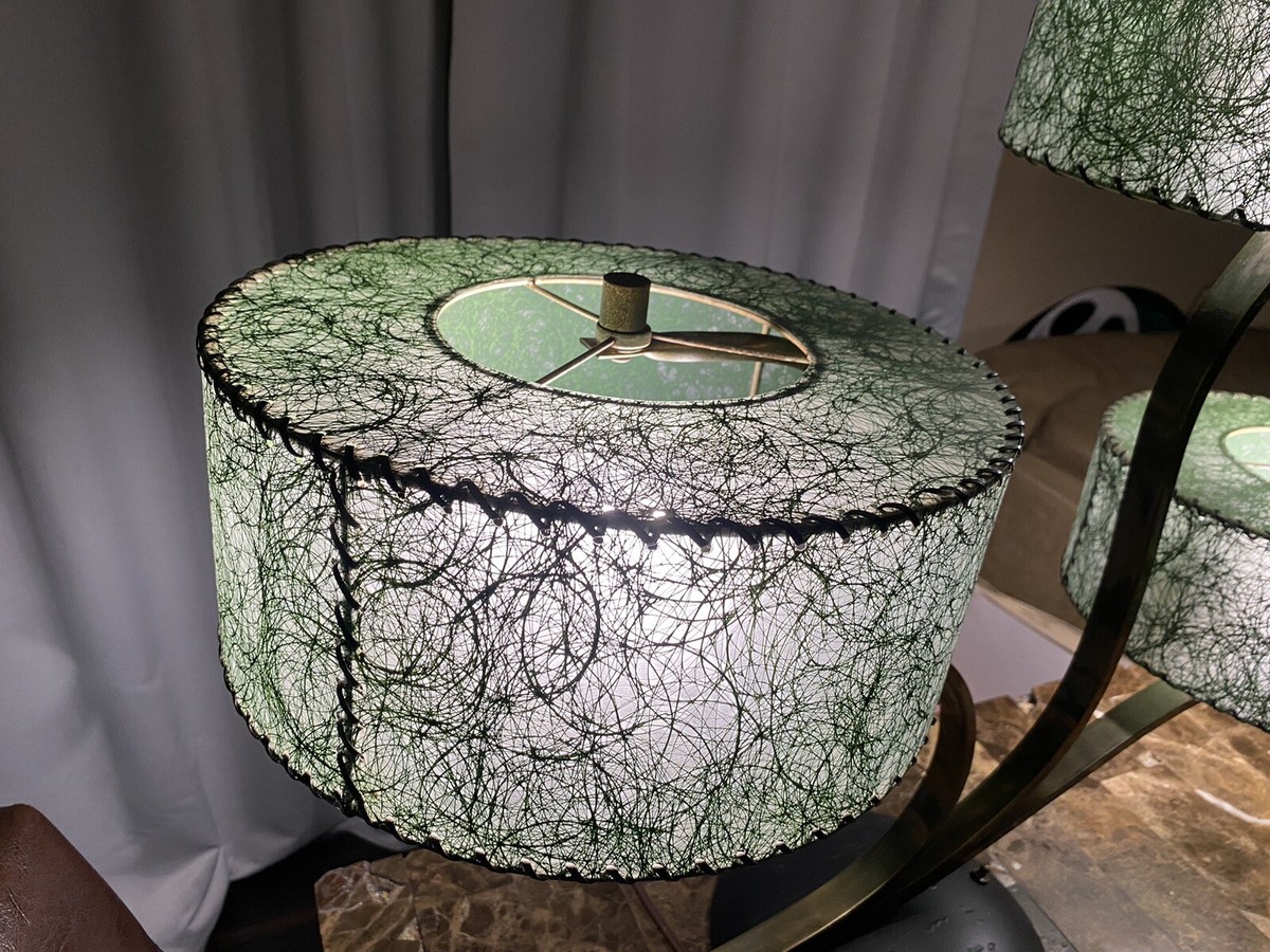 Vintage 50s Majestic Lamp 3 Fiberglass Shades Mid Century Modern