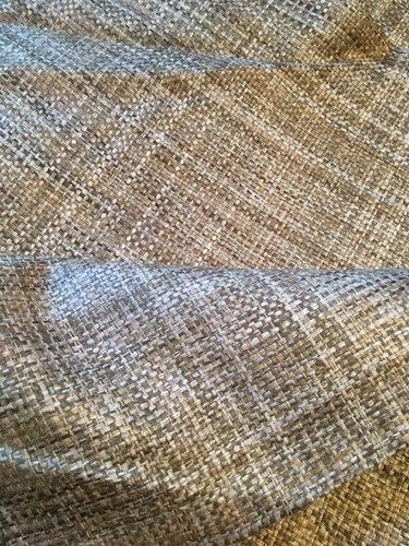 Pure Silk Fabric Natural Brown/green/cream Weave Dressmaking Sewing Per Metre - Picture 3 of 3