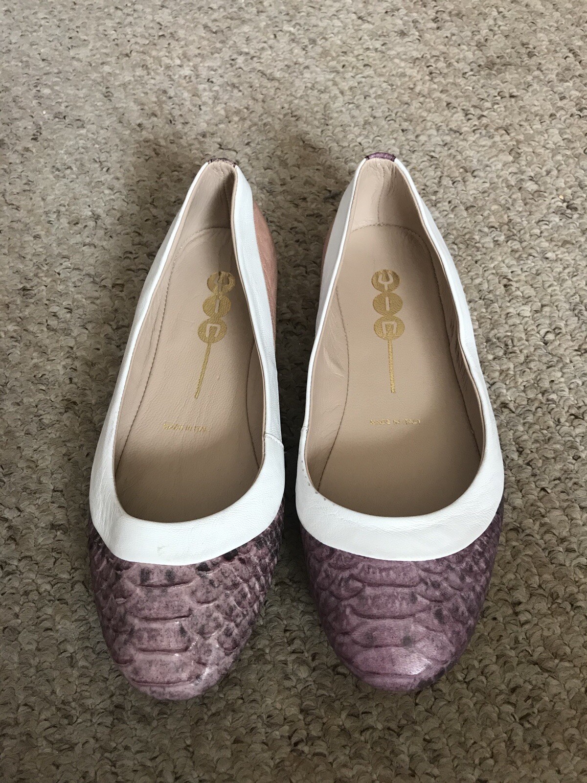 Bailarinas planas de ballet de cuero rosa/lila YIN talla 37 euros/4 Reino Unido