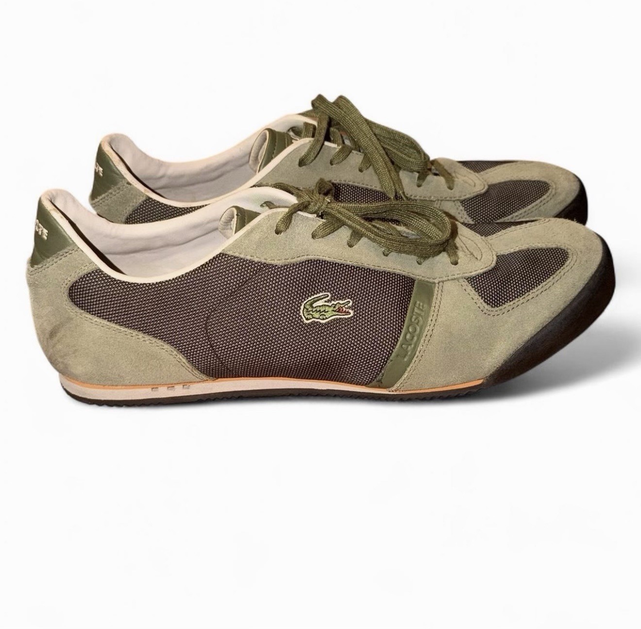 Lacoste Alerion SPW Men’s Green Suede Mesh Sneakers Casual Style Size 11.5
