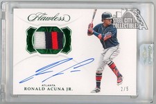 Ronald Acuna 2019 Panini Flawless Emerald Patch Autograph Card #PA-RA 2/5