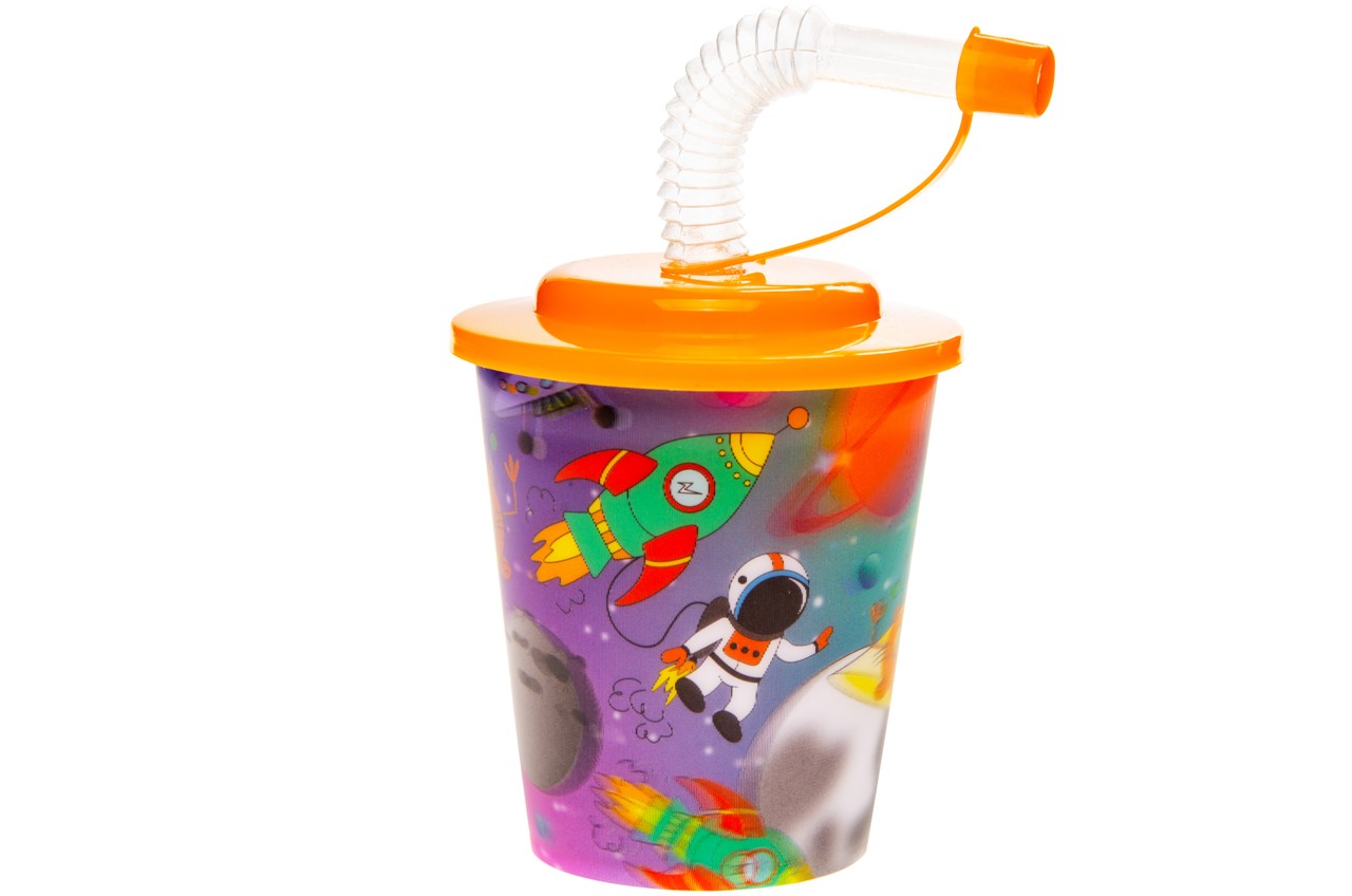 Space Theme 3D Cup With Straw and Lid - Drinking Party Tableware Kids Party Even