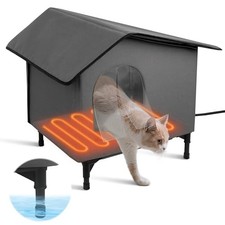 Heated Cat House for Outside/Indoor Cats in Winter,Elevated Outdoor Cat House