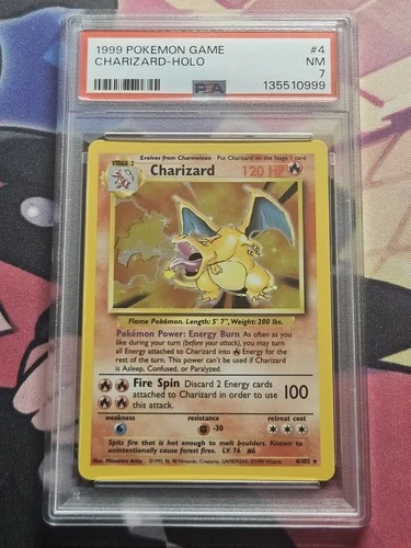 1999 POKEMON BASE SET UNLIMITED #4 CHARIZARD-HOLO PSA 7