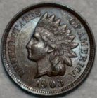 AU-UNC 1903 Indian Head Cent, Highly Lustrous specimen.