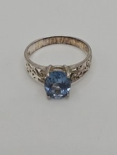 Vintage Sterling Silver Blue Gemstone Ring Size 7 Signed NF