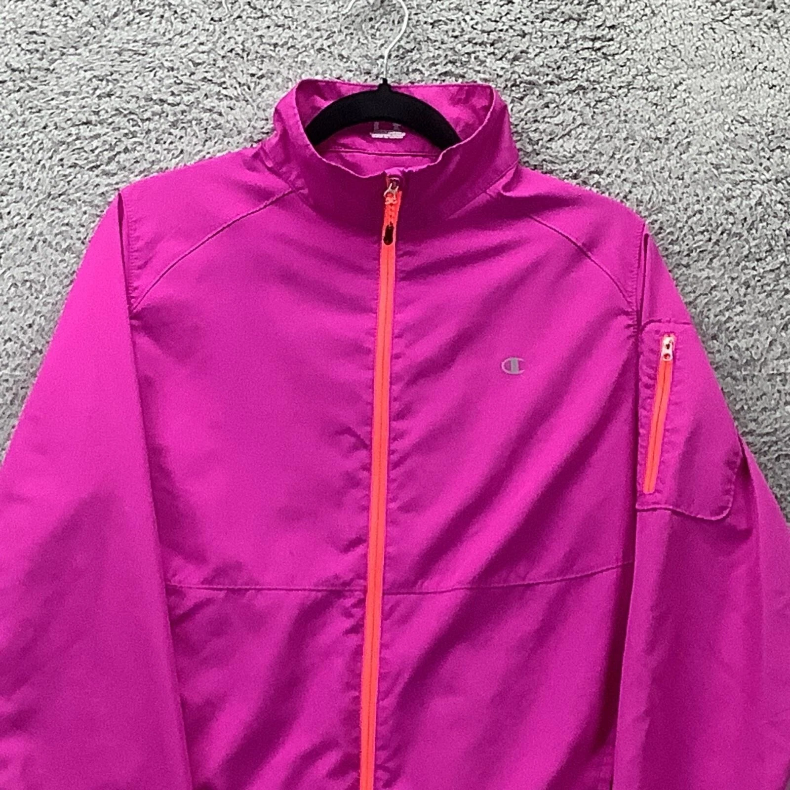 Champion Elite Jacket Womens Large Pink Full Zip Lightweight Windbreaker Running