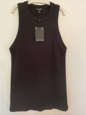 MASSIMO DUTTI DAMEN FEINRIPP TSHIRT SCHWARZ GR M NEU & ETIKETT BAUMWOLLE/ELASTAN
