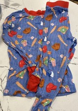 Little Sleepies All Stars Blue and Red Baseball Cotton Pajama Set 5/6