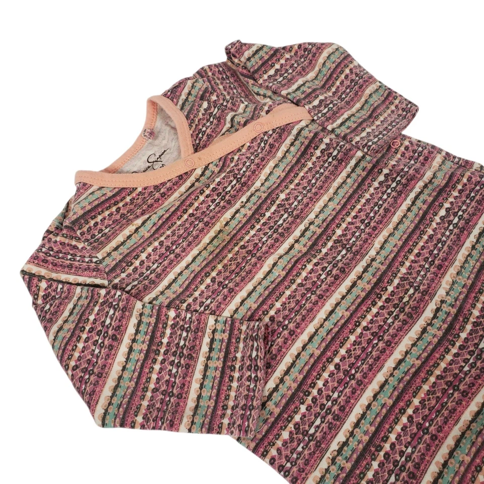 Jessica Simpson Baby Girl Footed Sleeper Pajamas 6/9M Pink Striped - Image 3 of 4