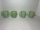Set Of 4 Vintage Fire King Jadeite D Handle Oven Ware Coffee Cups