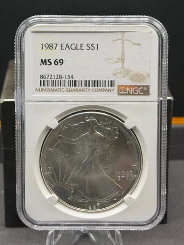 1987 $1 American Silver Eagle NGC MS69 Brown Label