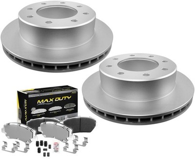 Ultra Fleet Rear Galvanized Brake Pads & Coated Rotors Fits 02-06 Sierra 1500HD