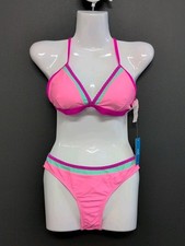 Cupshe Colorblock Stitching Bikini Top  Cheeky Bottoms Set 2 Piece XS Pink
