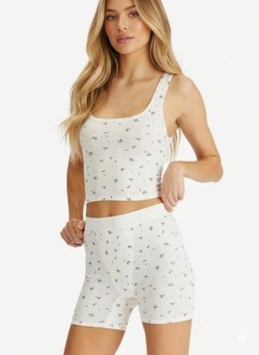 New SKIMS Holiday Mistletoe Lounge Set Holly Small S Cotton Rib Tank Boxer Short
