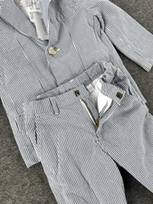 Gymboree Blazer & Pants Set Toddler 3T Blue Striped Seersucker 2 Button Suit