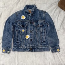 Vintage Levi Strauss 70806-0214 100 Cotton Blue Wash Denim Jean Jacket Kid 10