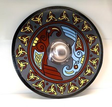 Battle-Merchant Wikingerschild mit Rabenmotiv und Triquetras 61cm 24 Zoll