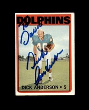 Dick Anderson Signed 1972 Topps Miami Dolphins Autograph
