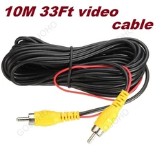 33Ft RCA Reverse Rear View Backup Parking Camera Video Extension Cable Wire Cord