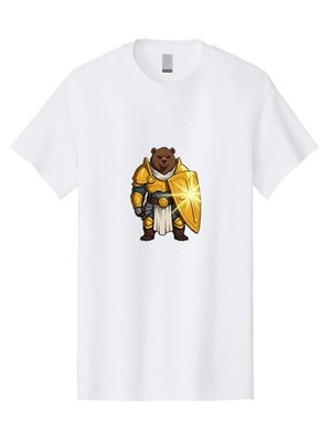 Knight-Bear-1 Mens Graphic Tee, 100% Cotton, Casual Summer Wear