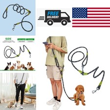 Hands Free Dog Leash Black 86.6 Inch Heavy Duty Reflective for Running Hiking