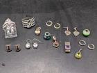 🔥 ESTATE STERLING SILVER GEMSTONE JEWELRY LOT PANDORA 14K GOLD CHARMS VINTAGE