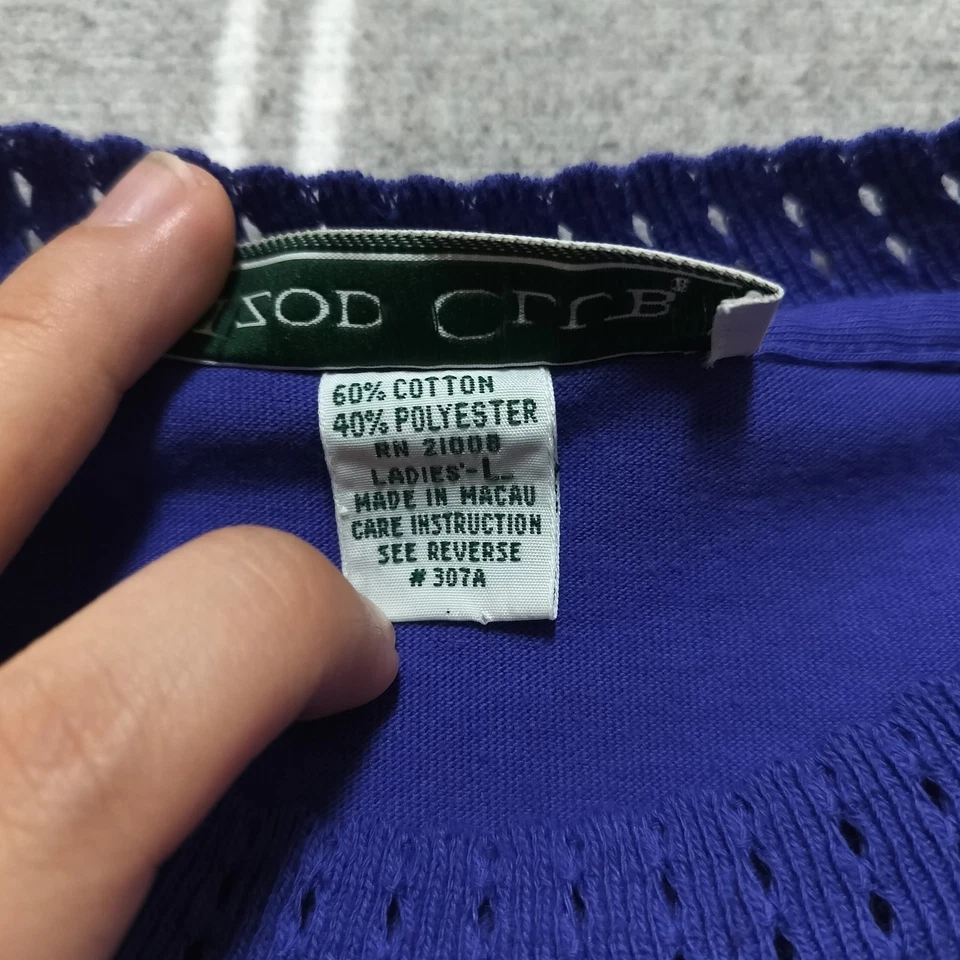 Vintage Izod Club Women's Large 80s Embroidered Suns Purple Blouse Preppy Boho - Image 4 of 4