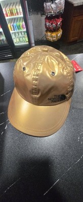 Supreme x The North Face Hat Men Gold Metallic 6-Panel Adjustable Cap Logos SS18