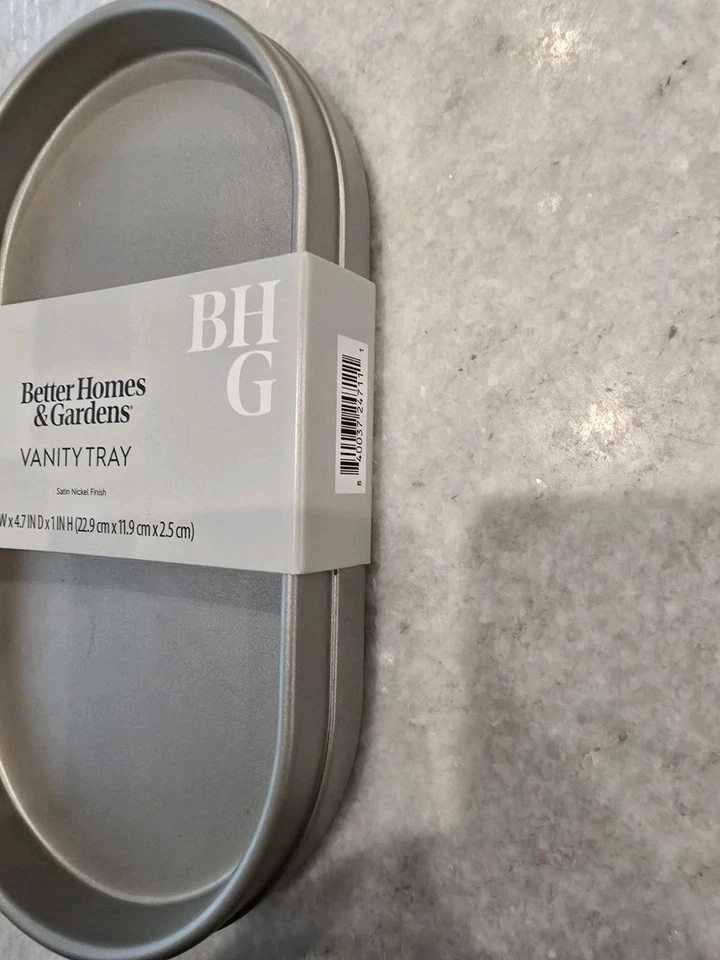 Better Homes & Gardens Satin Nickel Metal Accessory Tray 9in*4.7in Vanity Tray 3 - Image 2 of 4