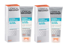 2 PACK L'OREAL MEN EXPERT HYDRA SENSITIVE ALL IN ONE MOISTURISER FACE CREAM 75ml
