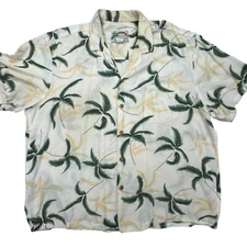 Paradise Found Hawaiian Shirt Mens XL Yellow Floral Short Sleeve Button Rayon