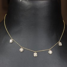 0.36CT Real Diamond Multi Shape Drop Station Chain Necklace 925 Sterling Silver