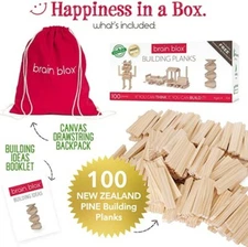 Blocks Wooden Building Toys Set Kids Stacking Educational Learning Puzzle-100 pc