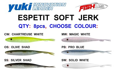 11,5cm FISHUS ESPETIT SOFT JERK SHADS 8 Stück GROB MEERESANGELN KÖDER BARSCHKÖDER
