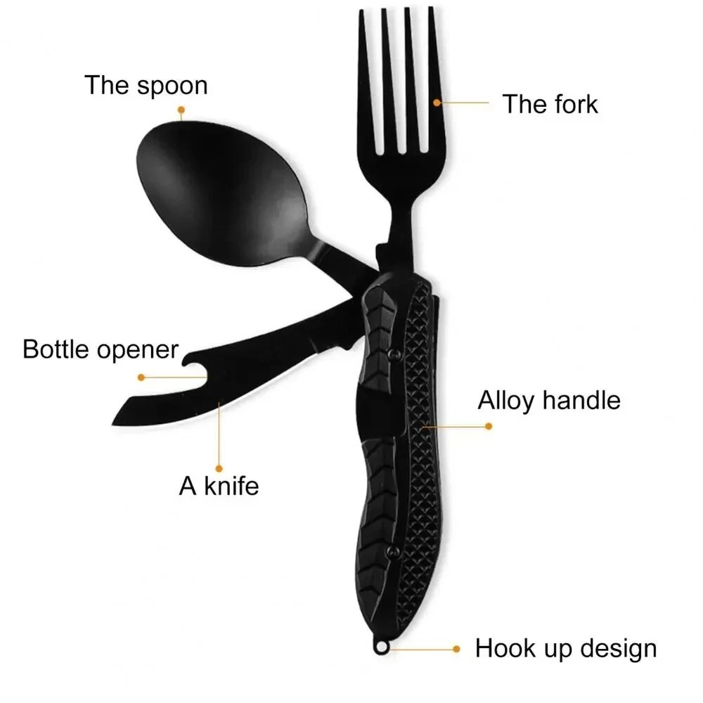12-in-1 Multitool Knife with Spoon Fork Bottle Opener for Camping Survival