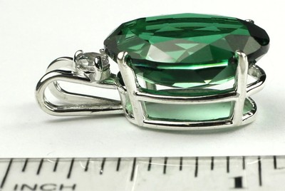Certified Emerald Pendant/Necklace Green Emerald Pendant In Sterling Silver Hand