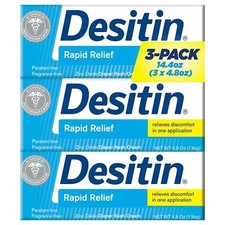 Desitin Diaper Rash Cream Rapid Relief 4.8 oz x 3 Pack 14.4 oz Total BRAND NEW
