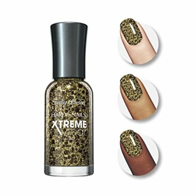 Sally Hansen Hard As Nails Xtreme Wear Nail Polish 290 Bold Gold Black Glitter