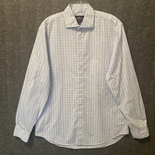 Rodd & Gunn Shirt Men L 16.5 Blue Tailored Fit Woven Italy Button Up 100% Cotton